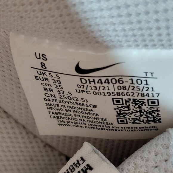 Nike White Air Force 1 '07 ESS White w/Black Paisley Swoosh Sz W8 - M 6.5 - Picture 4 of 7